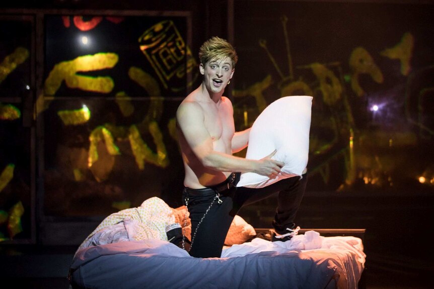 Actor Linden Furnell performing in American Idiot: The Musical.