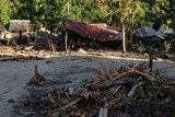 Houses destroyed in Venga village, Solomon Islands in February, 2013.