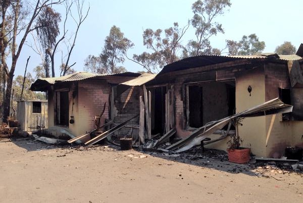 A house on the Upper Hermitage ridge line destroyed by bushfires