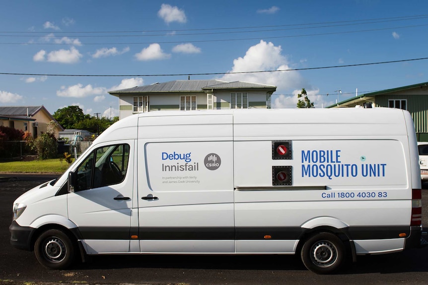 A van used by researchers in towns near Innisfail to release male mosquitoes with the wolbachia bacterium.