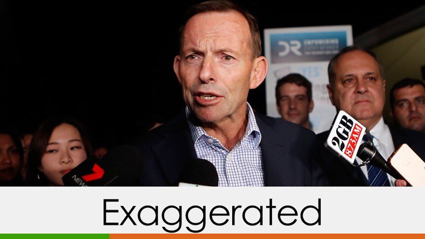Tony Abbott verdict exaggerated colour bar one quarter green, three quarters orange