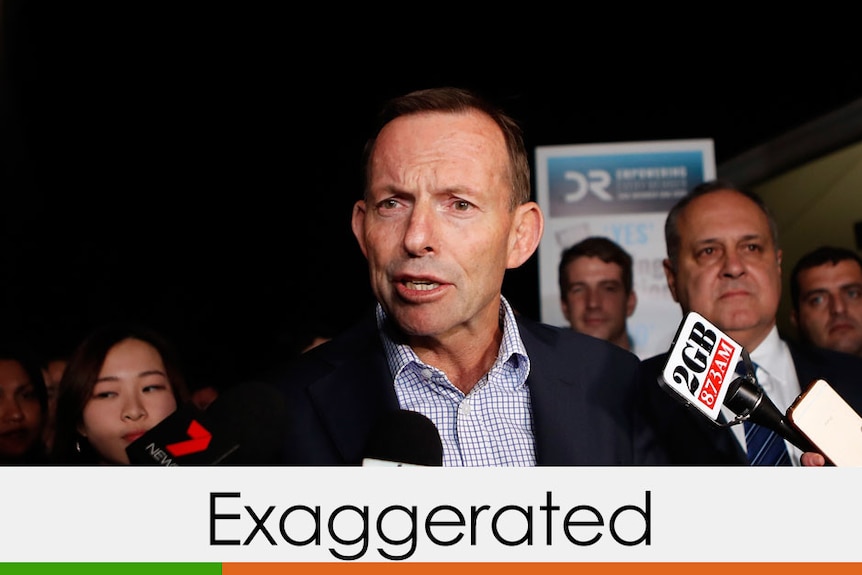 Tony Abbott verdict exaggerated colour bar one quarter green, three quarters orange