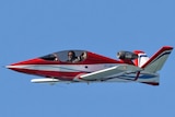 Andre Viljoen in his homemade jet flying above Tuross Head