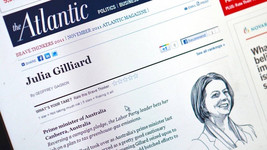 Prime Minister Julia Gillard is mis-named as Julia Gilliard in The Atlantic's Brave Thinkers 2011 list.