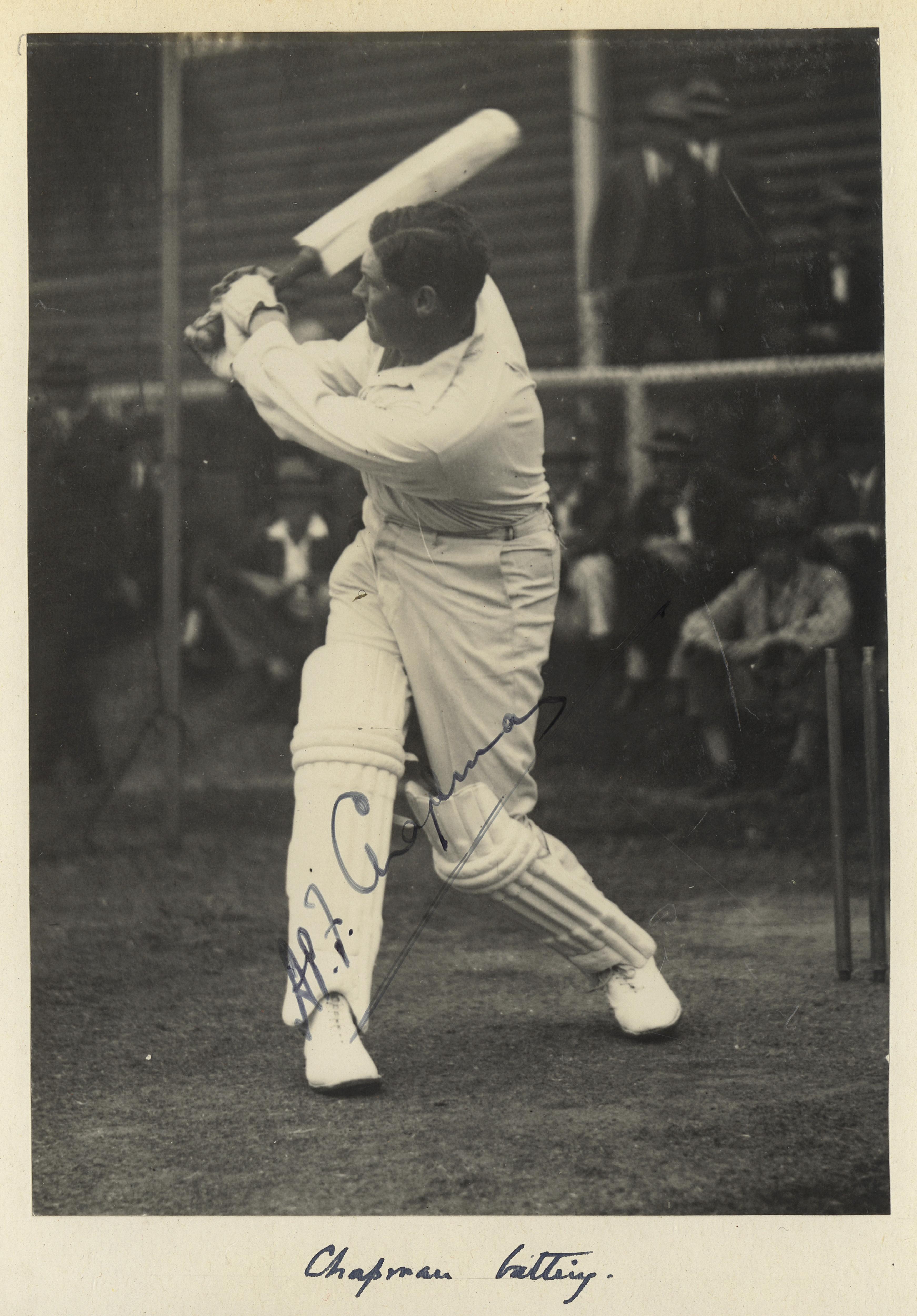 Percy Chapman swings his bat.