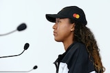  Naomi Osaka during a press conference in Rome, Italy, after withdrawing from her quarter final match against Kiki Bertens.