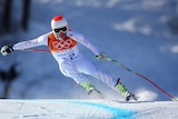 American Bode Miller skis during training for the Men's Downhill ahead of the Sochi 2014 Games.