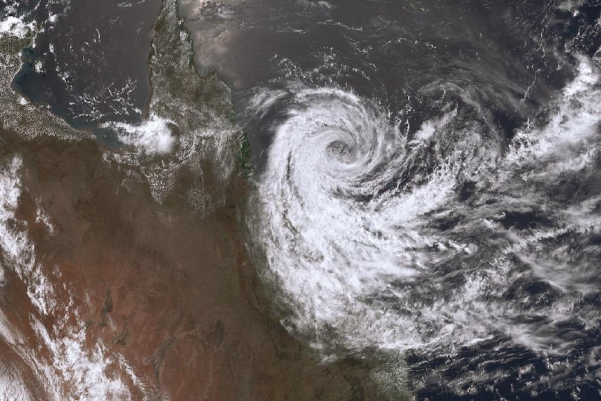 satellite image of cyclone jasper, large weather system off the north queensland coast