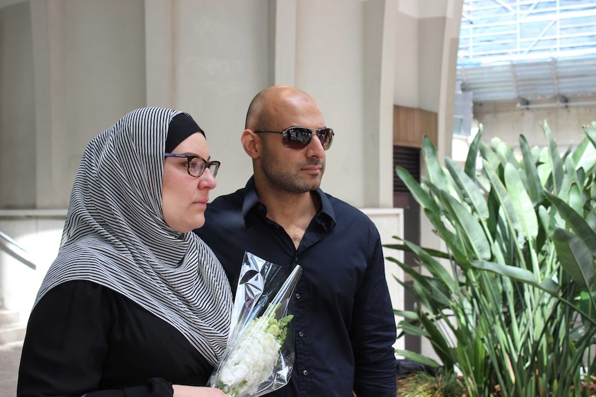 Lydia Shelly from the Islamophobia Register pays her respects to the victims of the Sydney siege in Martin Place, December 16 2014