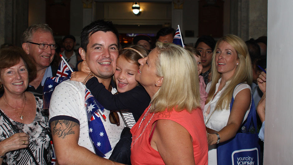 Lindsay Davis at a ceremony in Brisbane.