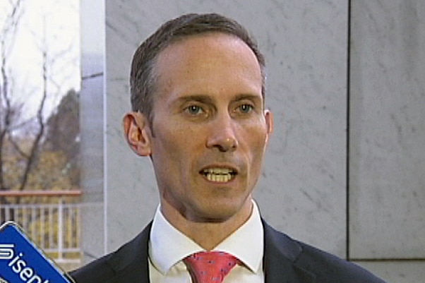 Labor Member for Fraser Andrew Leigh being interviewed at Senate doors.
