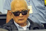 Former Khmer Rouge leader Nuon Chea (Brother Number Two) sitting in a Phnom Penh courtroom on December 5, 2011.