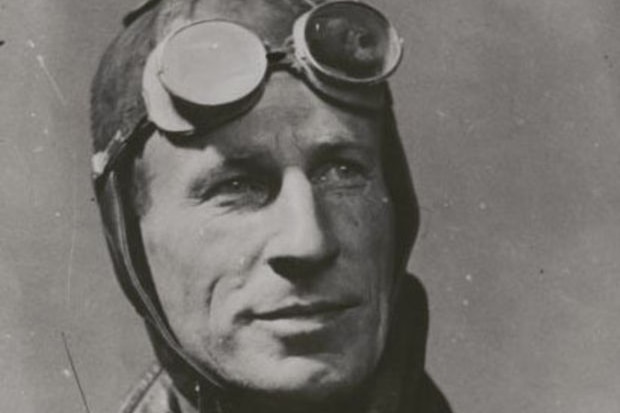 Black and white image of an aviator