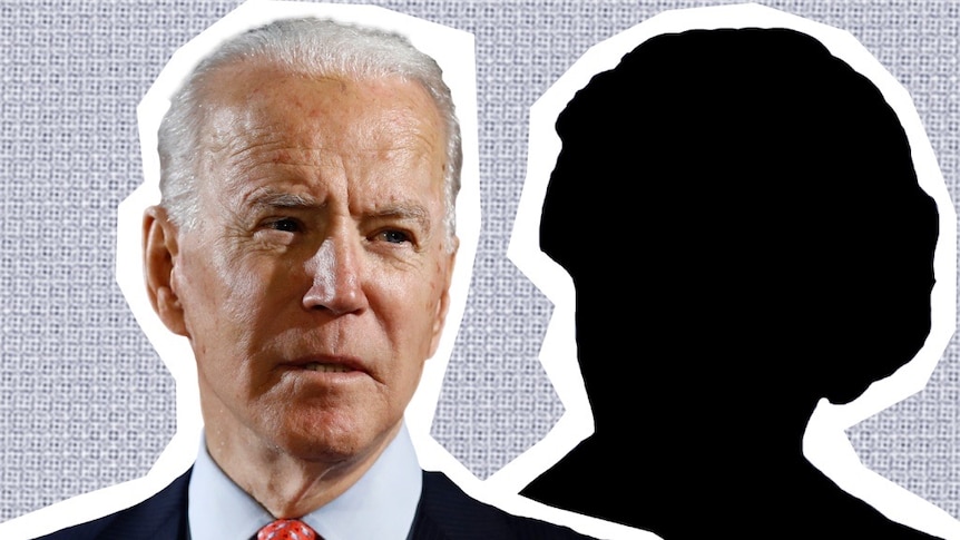 A graphic showing Democratic presidential nominee Joe Biden and a silhouette of a woman