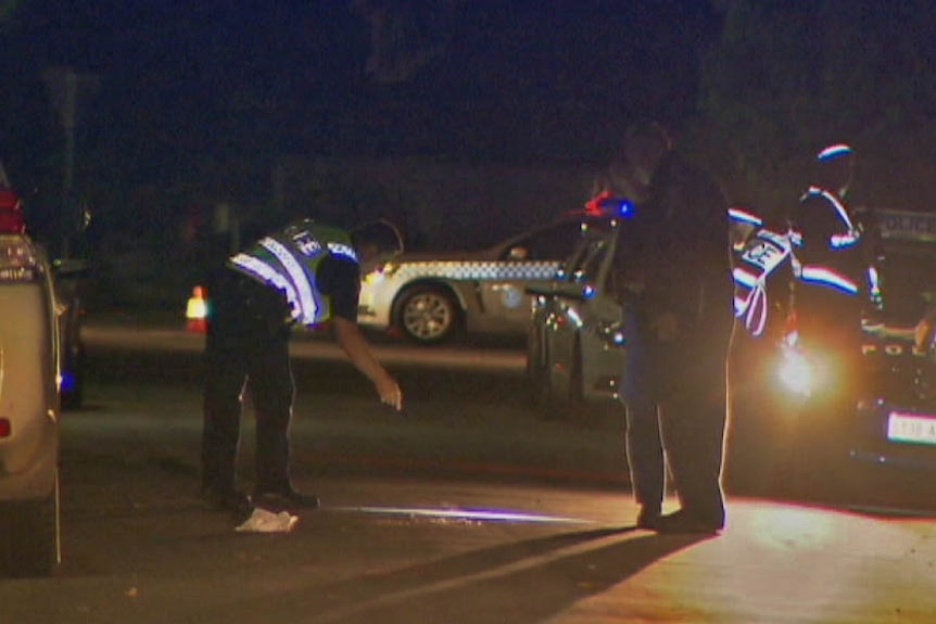 Police investigate at Dover Gardens where the toddler was hit.