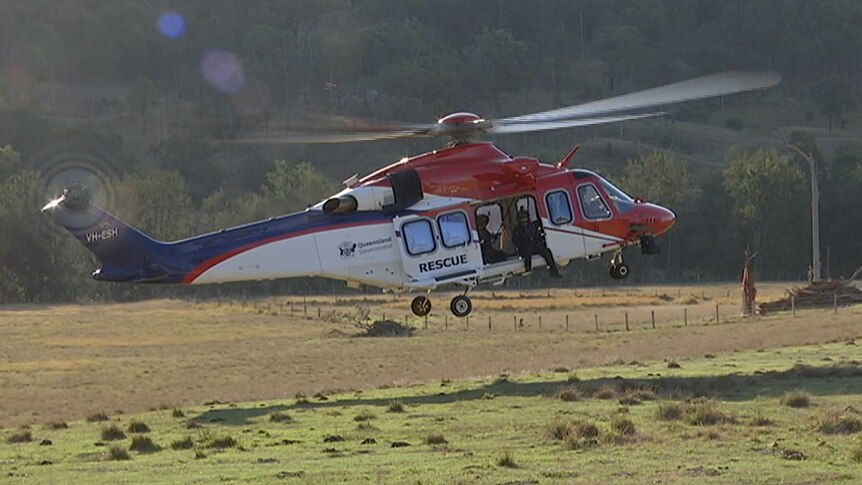 Rescue helicopter landing near Mt Barney