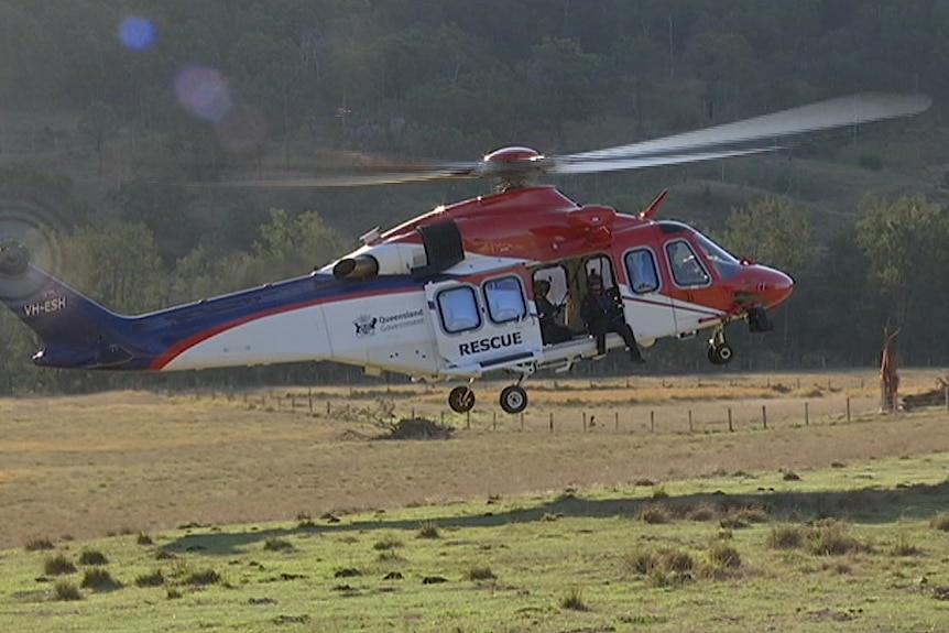 Rescue helicopter landing near Mt Barney