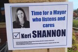 The campaign poster for the new Mayor of Cambridge, Keri Shannon