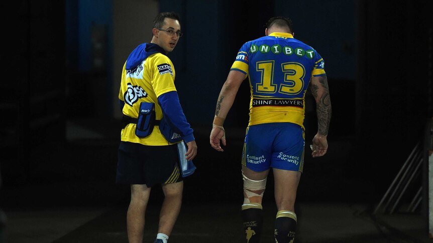 Anthony Watmough heads down the tunnel