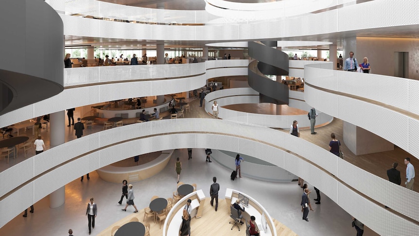 Artist's impression of inside the new government office block in Civic.