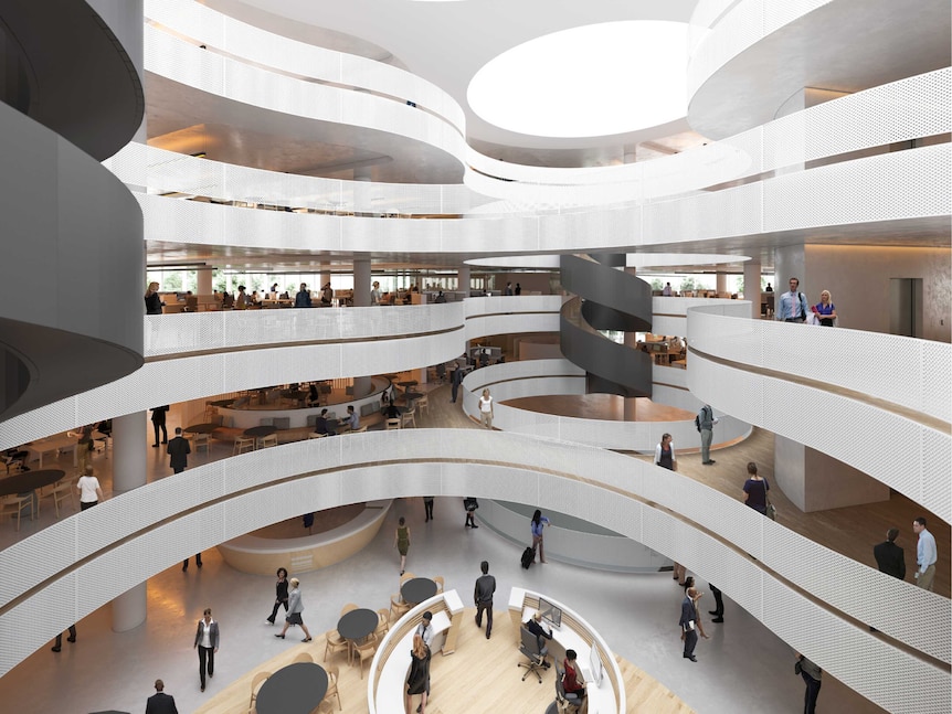 Artist's impression of inside the new government office block in Civic.