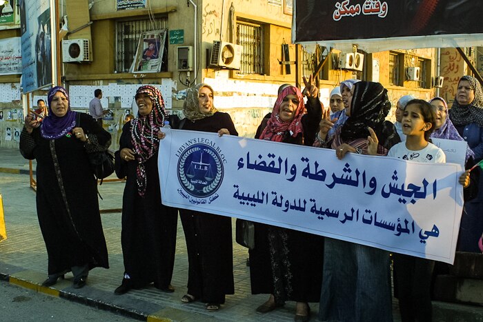 Women demonstrating in Libya
