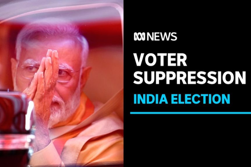 Voter Suppression, India Election: Indian PM Narendra Modi raises his hands with palms together to supporters.