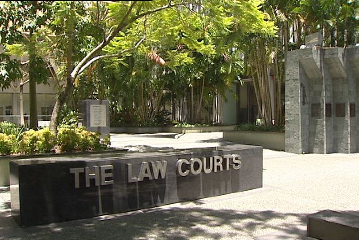 Generic TV still of law courts sign at the Brisbane District and Supreme Court complex.