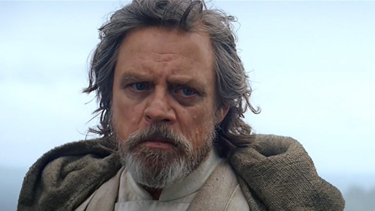 A still shot of Mark Hamill in Star Wars: The Last Jedi.