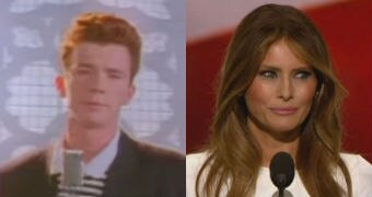 Composite image showing Rick Astley and Melania Trump