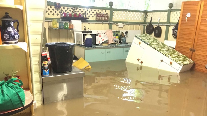 Flooded home at Yabulu, north of Townsville in north Queensland.