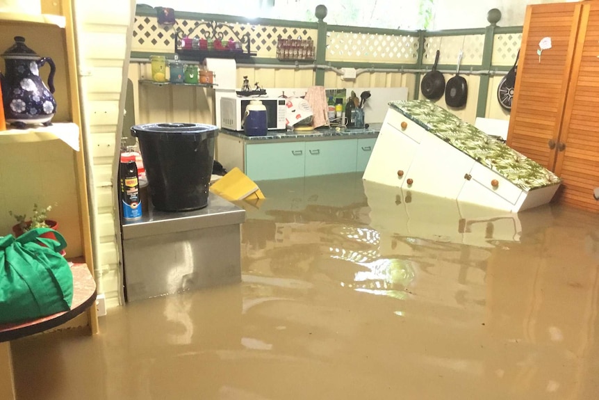 Flooded home at Yabulu, north of Townsville in north Queensland.