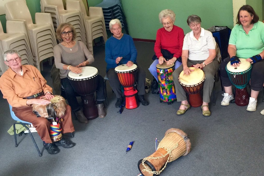 Bankstown drumming class at the Older Women's Network