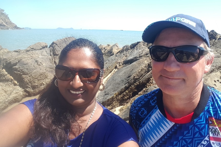 Husband and wife on beach