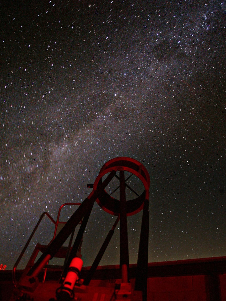 The Brodie Hall telescope looks up at the night sky.