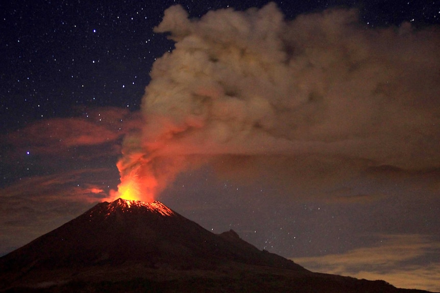 Ash rises from Mexico's Popocatepetl volcano.