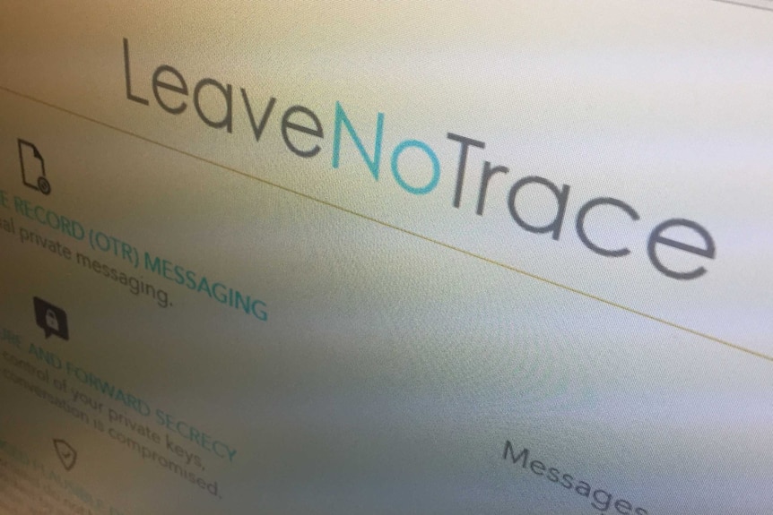 Phantom Secure website screenshot says "leave no trace".