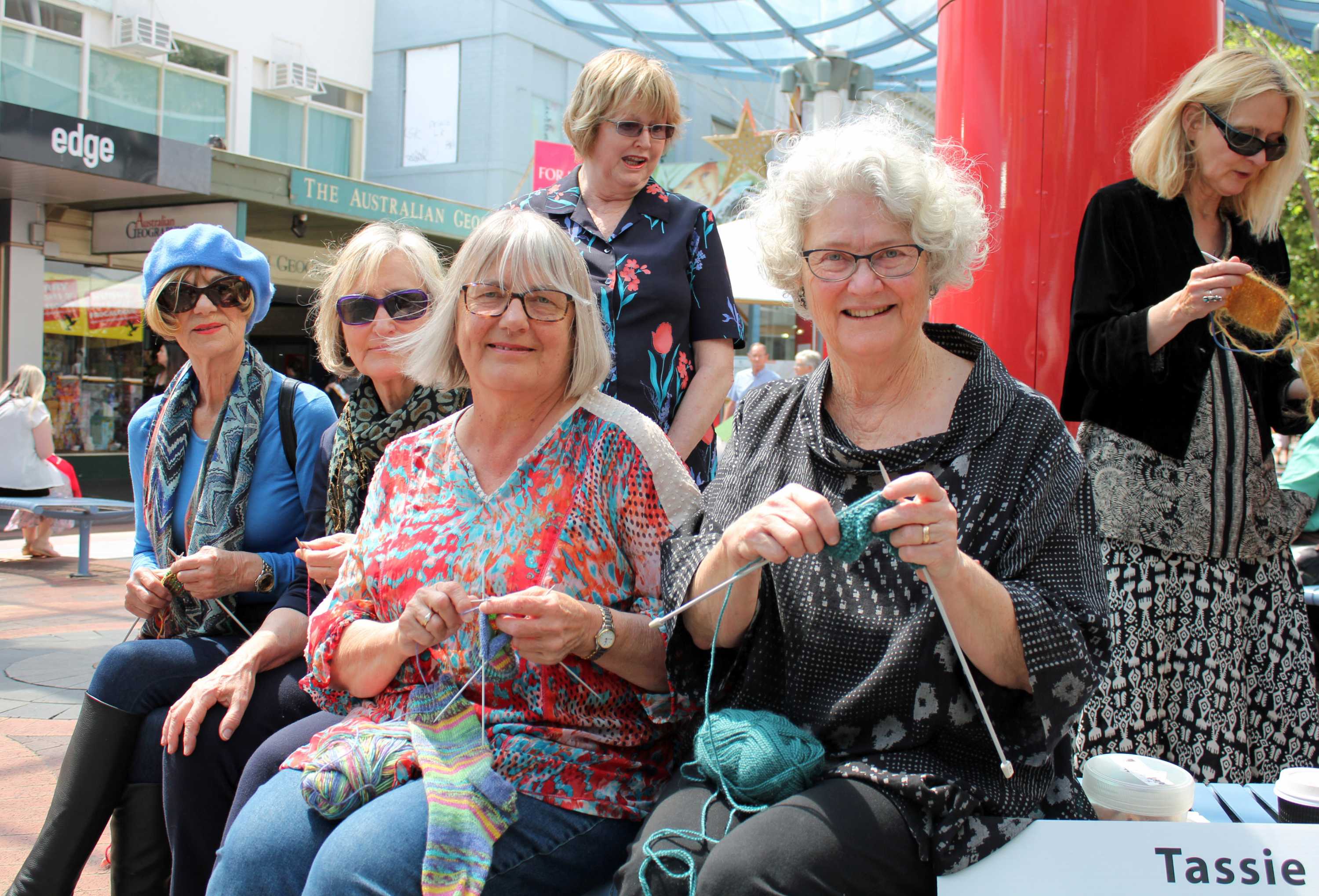 Nannas knitting to protest children in detention in Hobart's Elizabeth