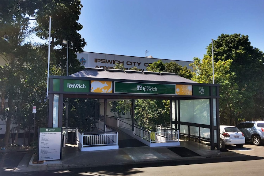 Front entrance of Ipswich City Council chambers, west of Brisbane.