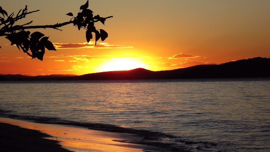 Bagnalls Beach in Port Stephens looking towards Pindimar and Fame Mountain.