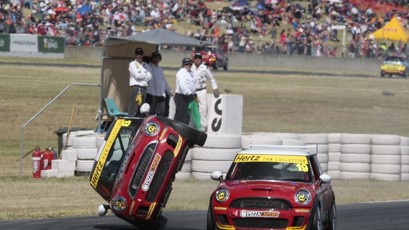 Dangerous surface: Two crashes marred last weekend's V8 Supercars event at Queensland Raceway.