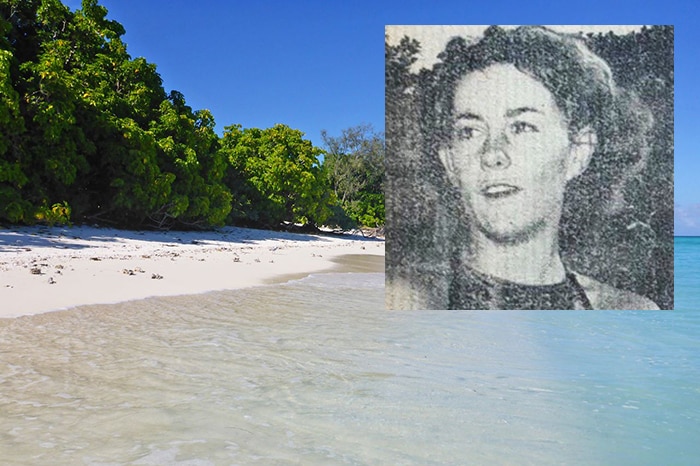Composite photo of Terrie Ridgway in bikini and North West Island off Qld.