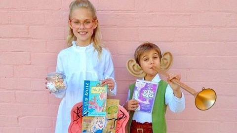Kids dressed up as characters from Roald Dahl's BFG