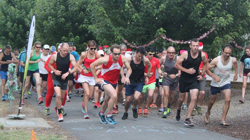 Group of runners start race