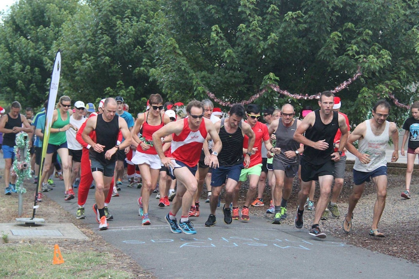 Group of runners start race