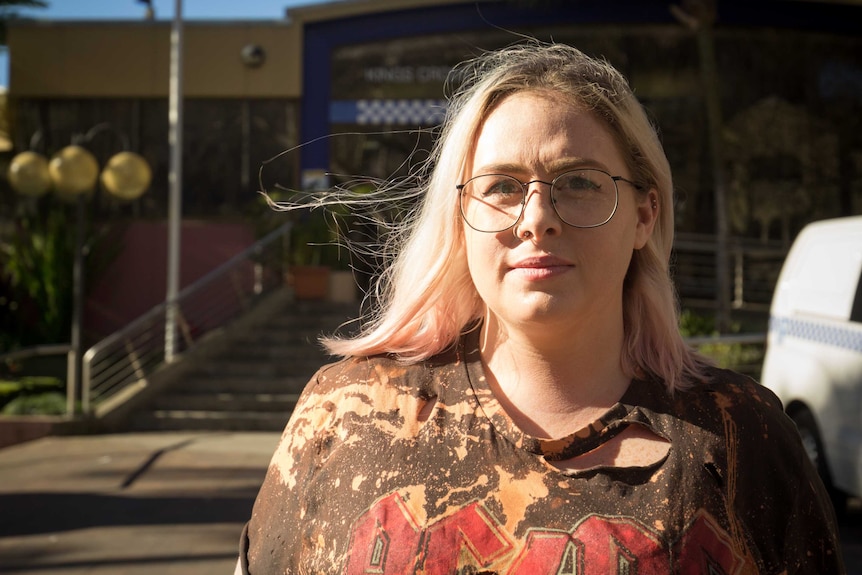 Sydney journalist Lauren Ingram outside the Kings Cross police station.