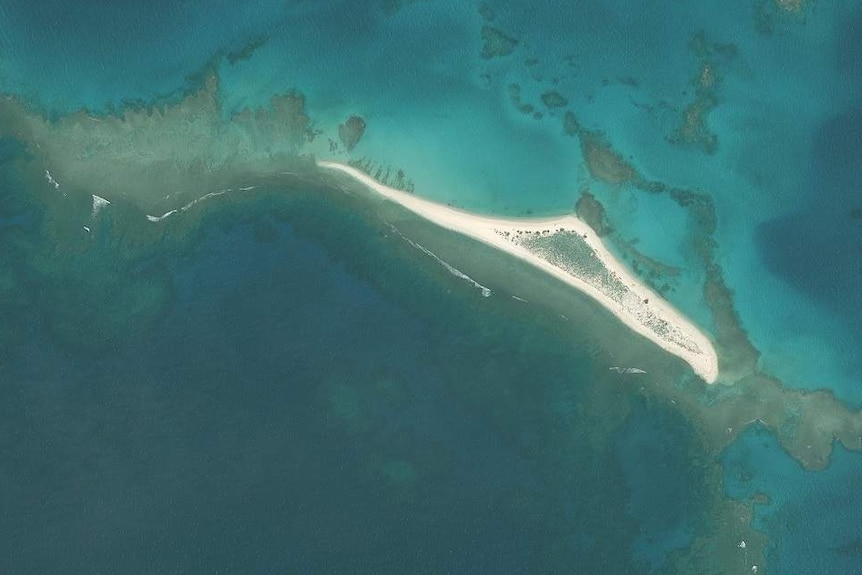 Satellite images show East Island, which is part of French Frigate Shoals in Hawaii's Northwestern islands, in May before powerful Hurricane Walaka struck and damaged the island in October 2018.