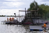 Paddle steamer destroyed by fire