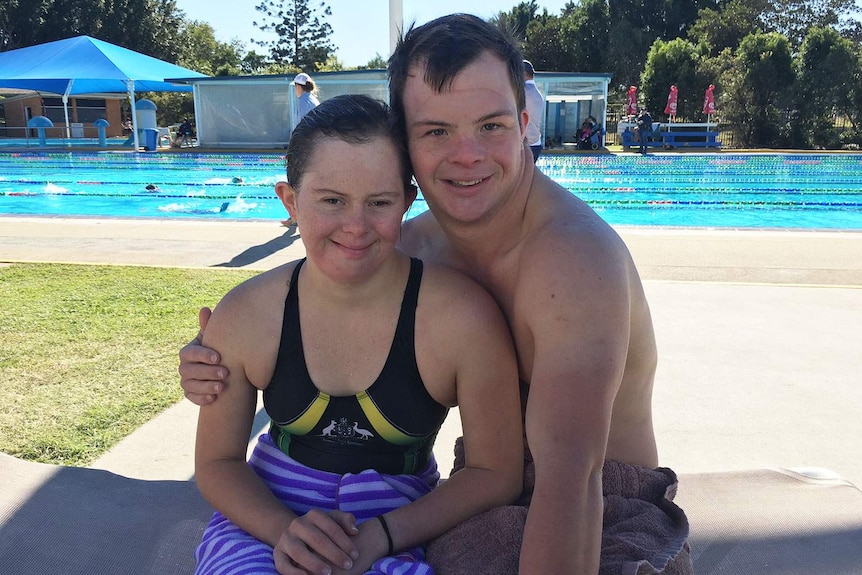 Michael Cox and Taylor Anderton at the Corinda pool in Brisbane on May 28, 2016