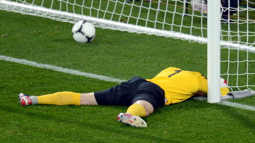 Shay Given lies prostrate after Croatia score.